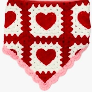 Piper K HEART VALENTINE Crochet Head Band Scarf Triangle Bandana 🤍🩷❤️